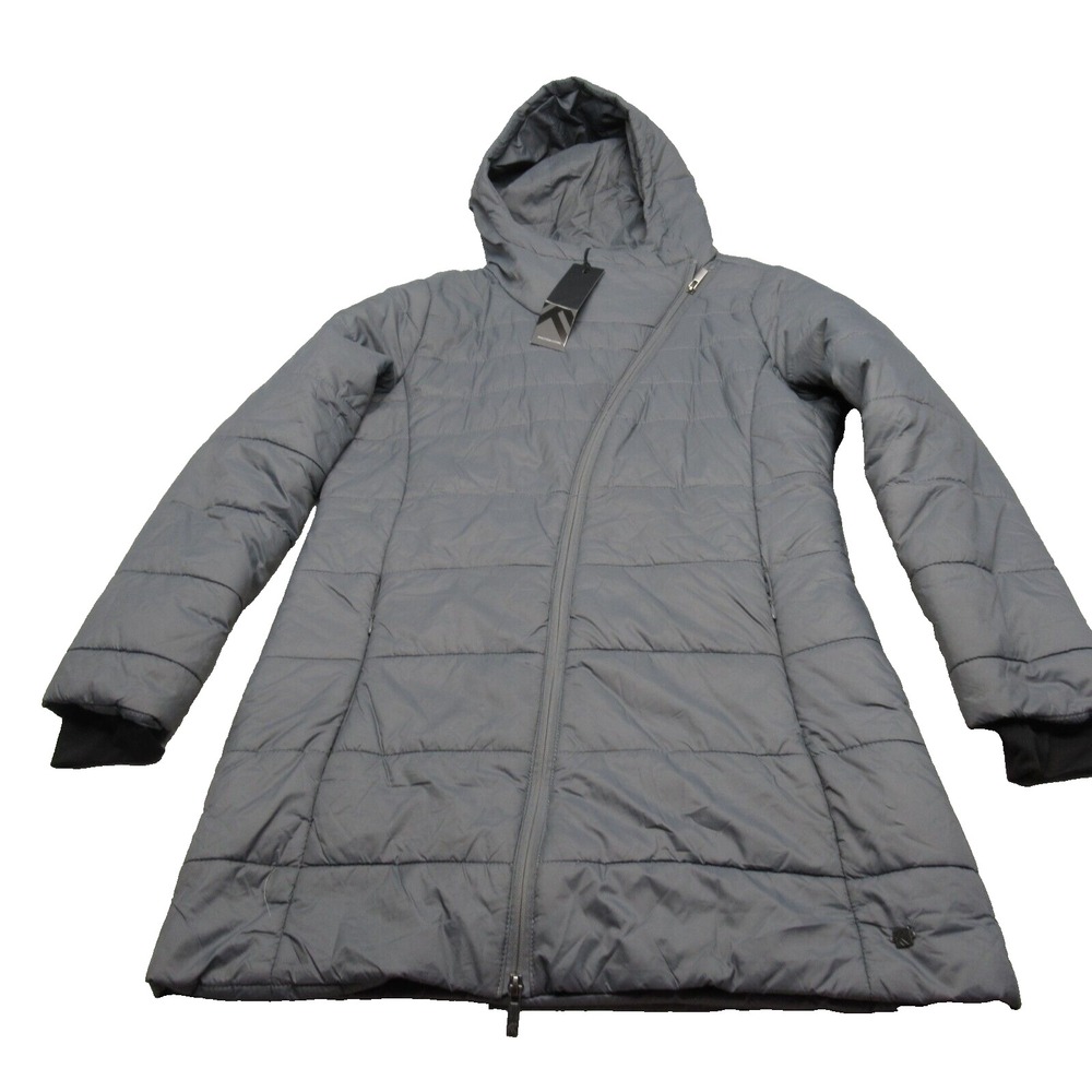 Kyodan Outdoor Jacket Women Large Gray Zip Hood Insulated Puffer Hiking Camp NWD